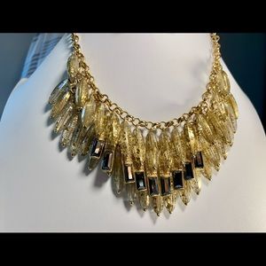 New York and Company Bib Necklace Gold Tone Glamorous